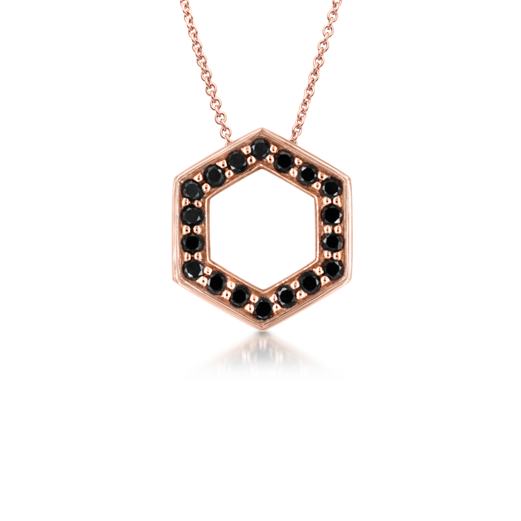 Sen Open Pendant with White and Black Diamonds -  Pinner