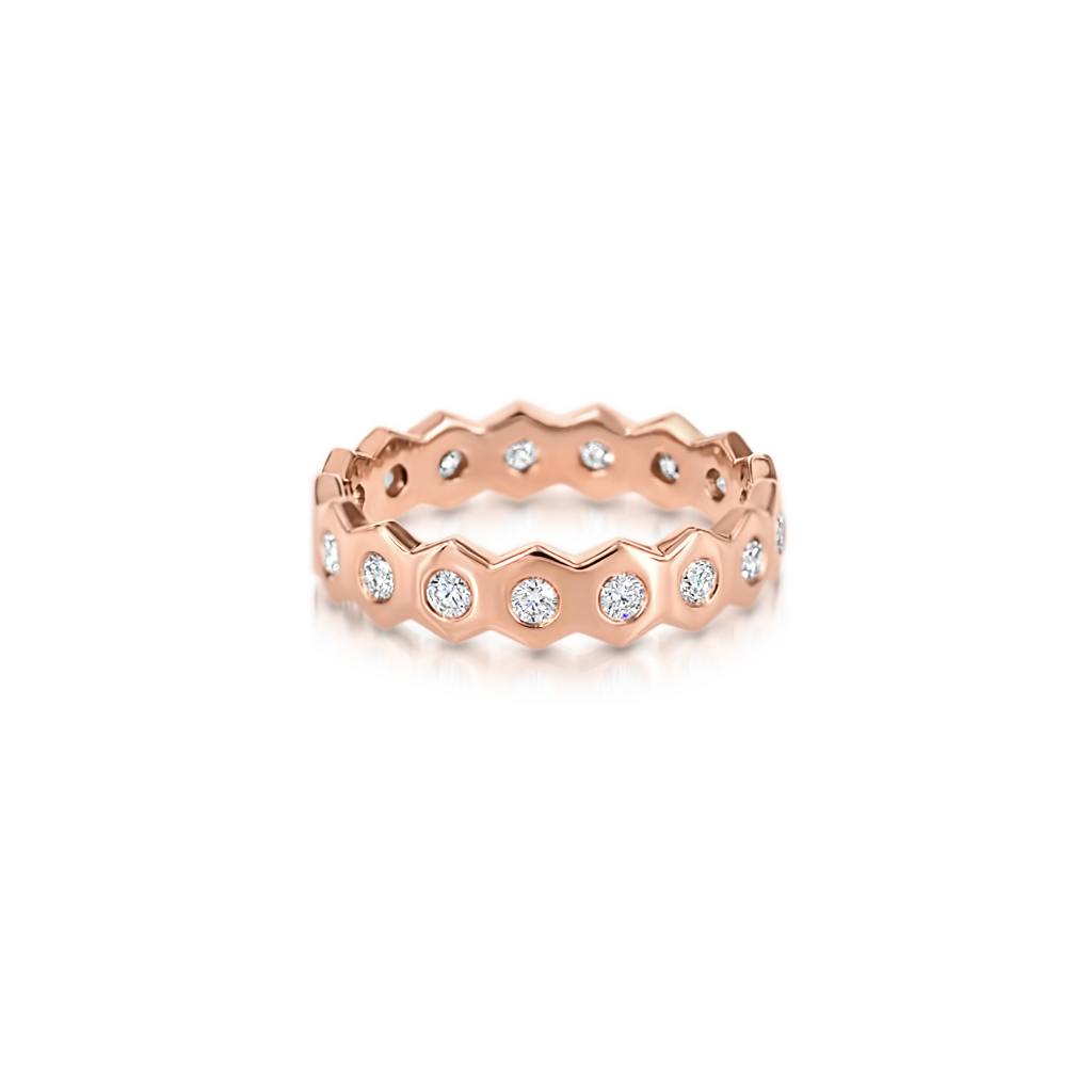 Honeycomb Ring with Diamonds - Pinner