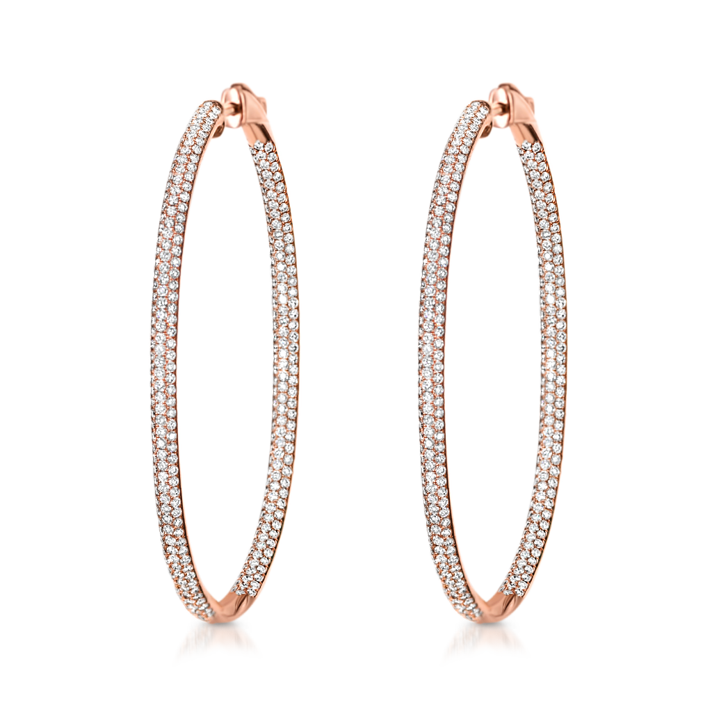 Large Oval Hoops with Diamonds - Pinner