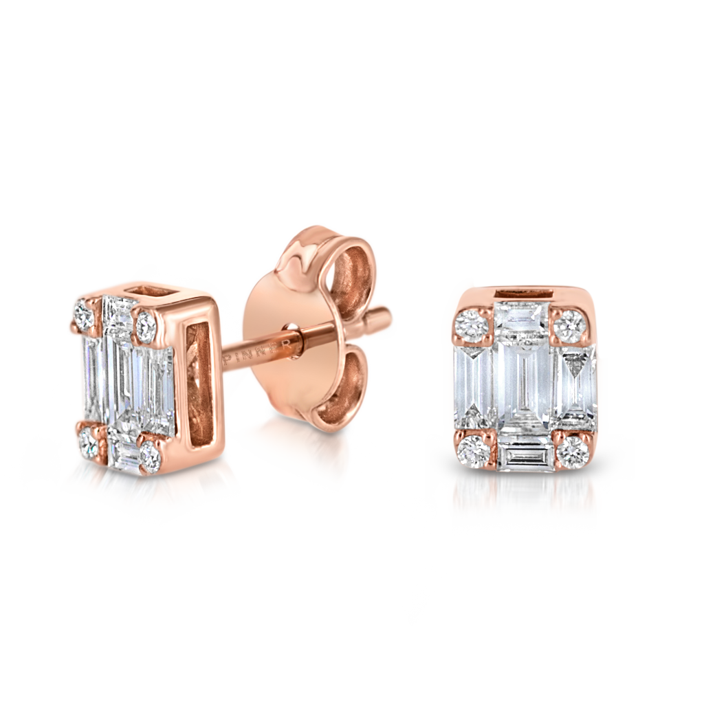 Mosaic Stud Earrings with Diamonds - Pinner