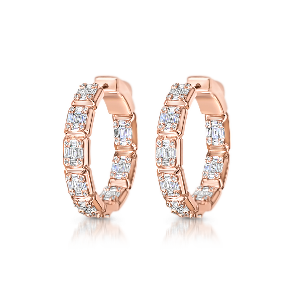 Mosaic Hoop Earrings with Diamonds - Pinner