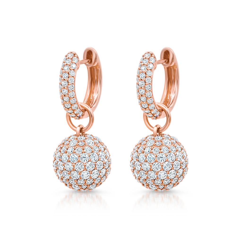 Baby Hoop Earrings with Diamond Spheres -  Pinner