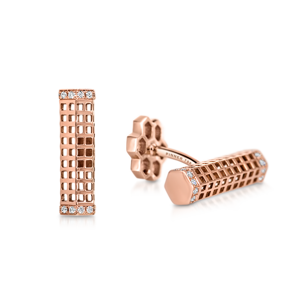 Barrel Cufflinks with Diamonds -  Pinner