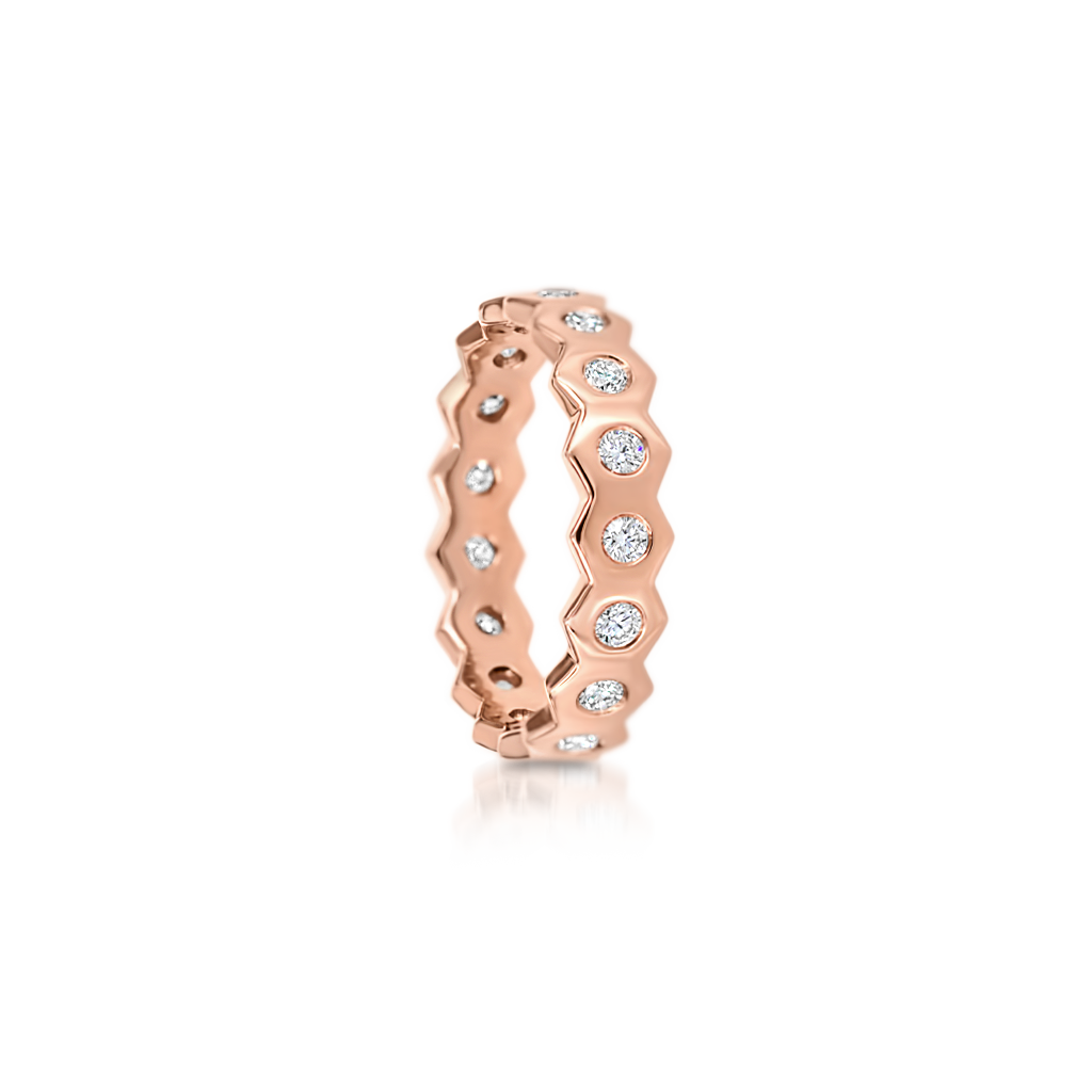 Honeycomb Ring with Diamonds -  Pinner