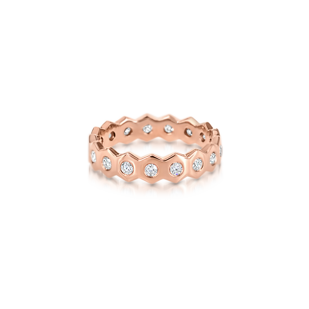 Honeycomb Ring with Diamonds -  Pinner