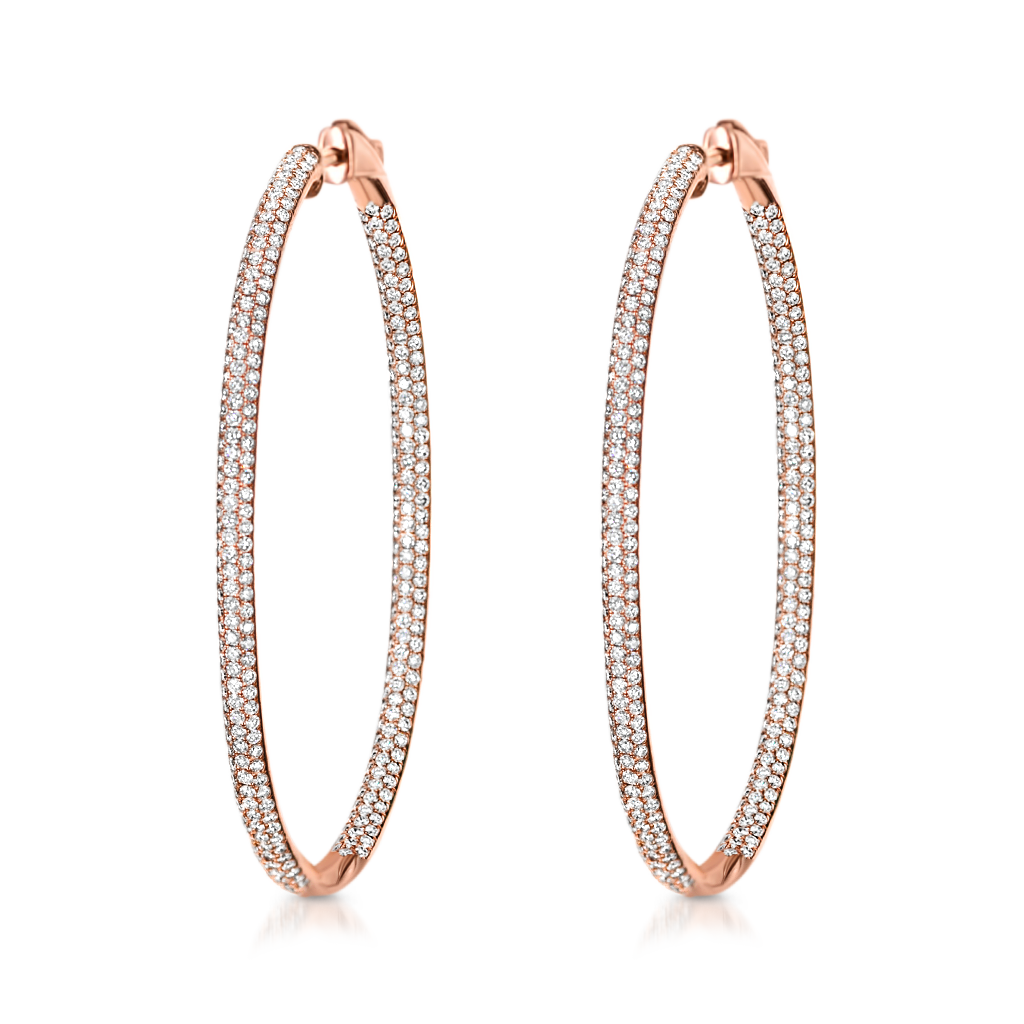 Large Oval Hoops with Diamonds -  Pinner