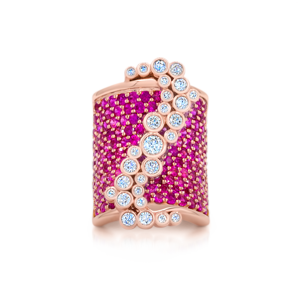 Saddle Ring with Rubies and Diamonds -  Pinner