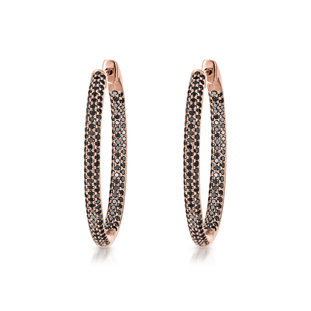 Oval Hoops with Black Diamonds -  Pinner