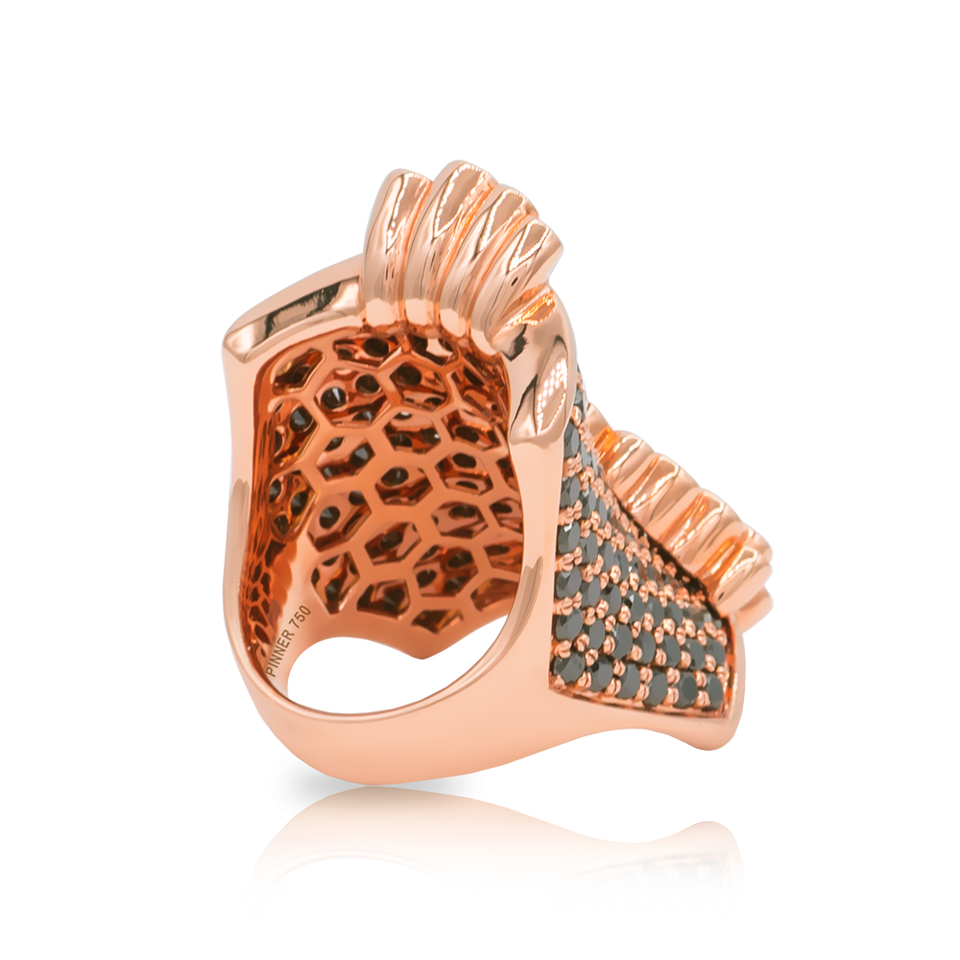 Saddle Ring with Black Diamonds and White Diamonds -  Pinner