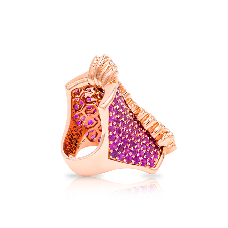 Saddle Ring with Rubies and Diamonds -  Pinner